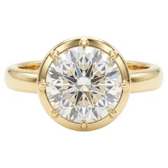 GIA Certified 2 Carat Round Brilliant Diamond 14K Yellow Gold Solitaire Ring