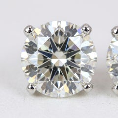 Orecchini a bottone con diamante solitario rotondo brillante da 2 carati, certificati GIA