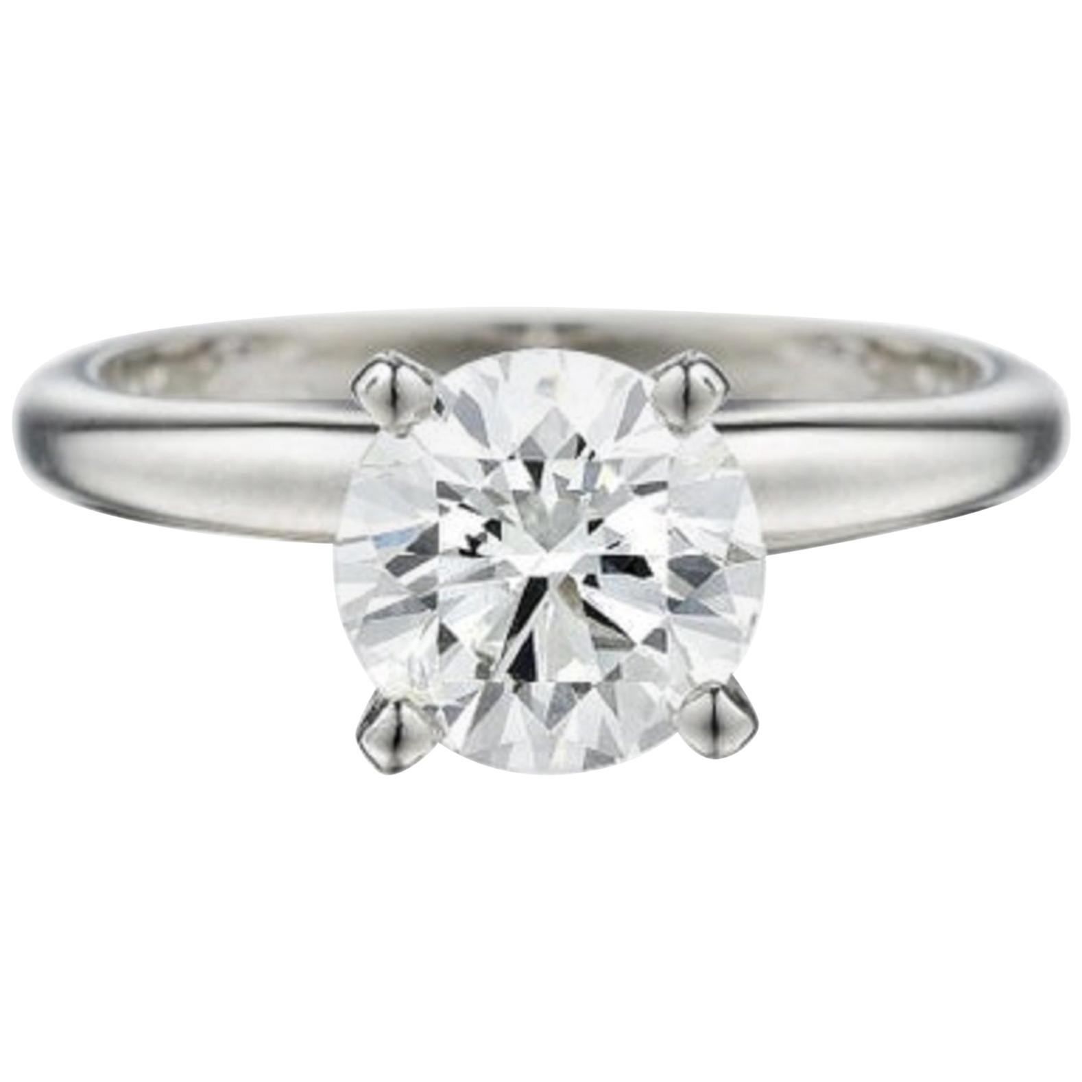 GIA Certified 2 Carat Round Cut Diamond Platinum Ring Flawless D Color