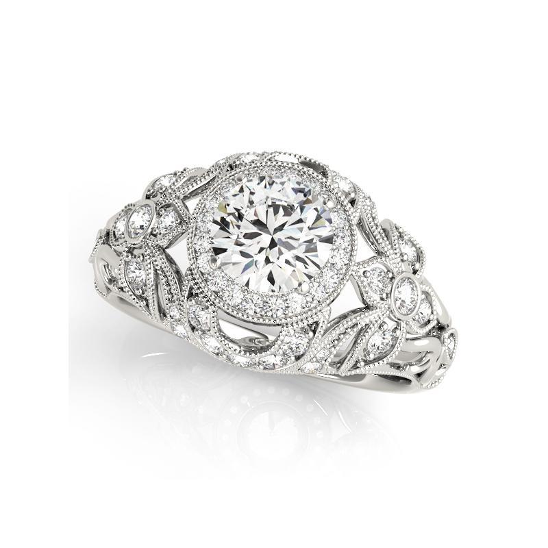 Taglio rotondo GIA Certified 2 Carat Round Halo Dome Filigree Trellis Platinum Diamond Ring in vendita