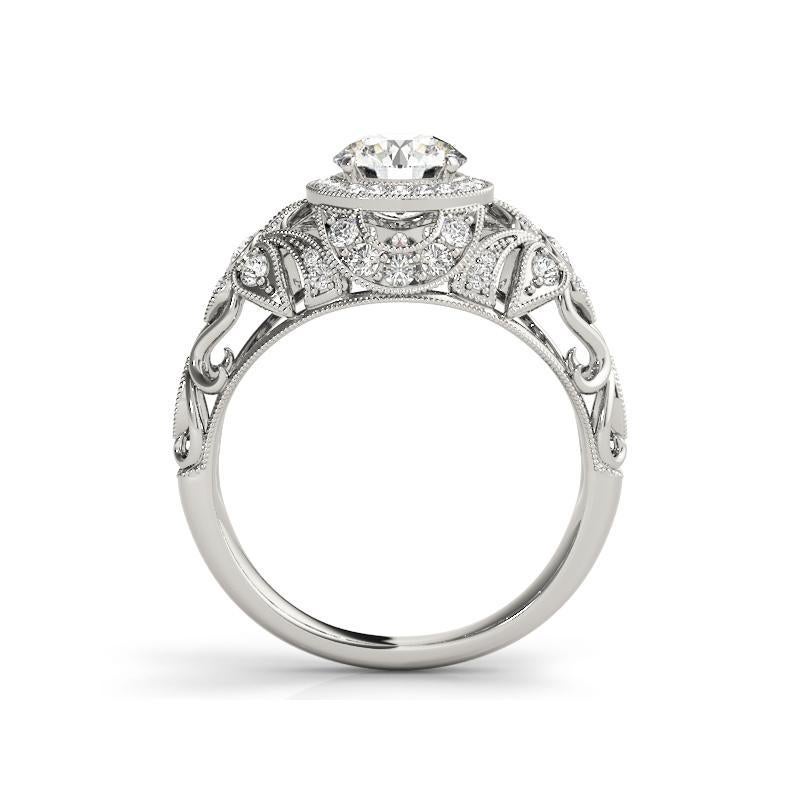 GIA Certified 2 Carat Round Halo Dome Filigree Trellis Platinum Diamond Ring In condizioni Nuovo in vendita a New York, NY
