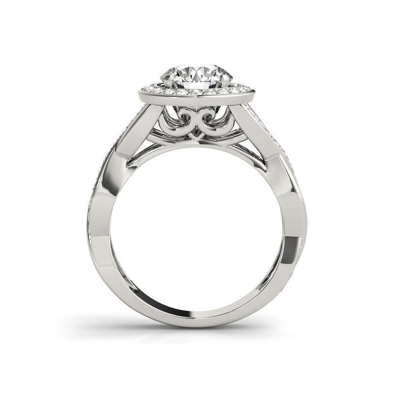 Taglio rotondo Anello di diamanti in oro bianco con simbolo dell'infinito a forma di aureola rotonda certificato GIA da 2 carati in vendita