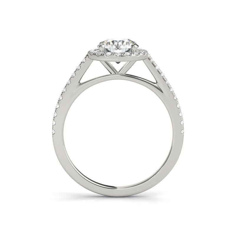 Donna GIA Certified 2 Carat Round Halo Pave Anello con diamanti in oro bianco 18K in vendita