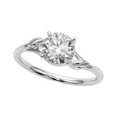 Bague en platine certifiée GIA de 2 carat de diamant rond Nature Leaf & Vine Band