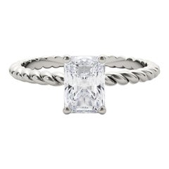 GIA Certified 2 Carat Twisted Band Radiant Solitaire Diamond Ring