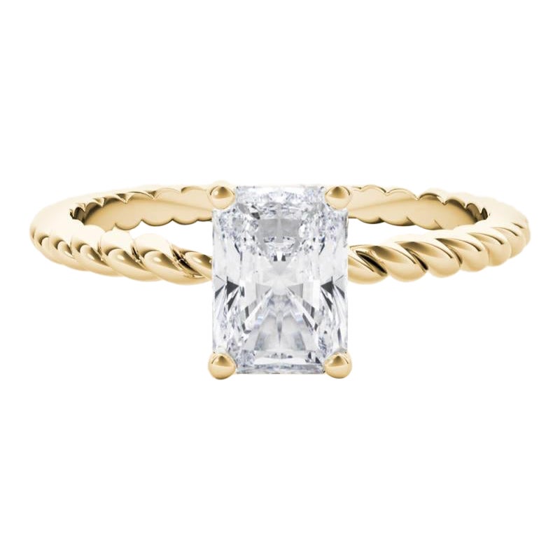 GIA zertifiziert 2 Karat Twisted Band Radiant Solitaire Diamantring