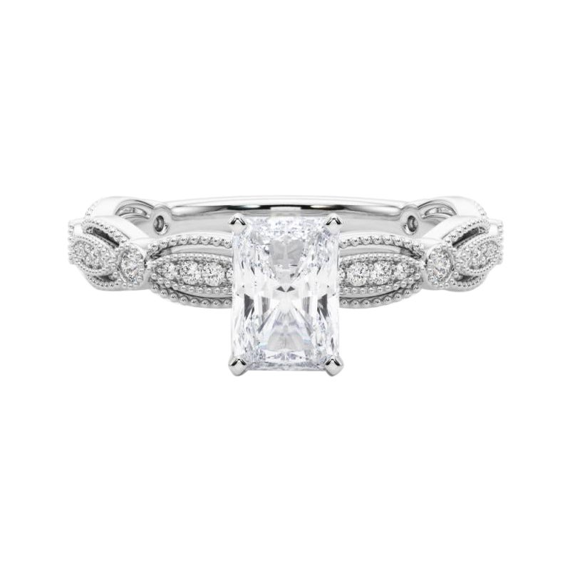 Anello con diamante in platino certificato GIA da 2 carati con fascia radiante vintage a grana fine