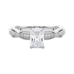 Anello con diamante in platino certificato GIA da 2 carati con fascia radiante vintage a grana fine