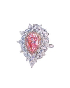 GIA Certified 2 Carat VVS1 type IIa Very Light Pink Diamond Halo Cocktail Ring