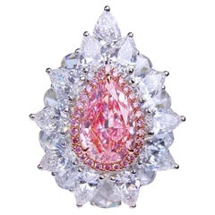 GIA Certified 2 Carat VVS1 type IIa Very Light Pink Diamond Halo Cocktail Ring