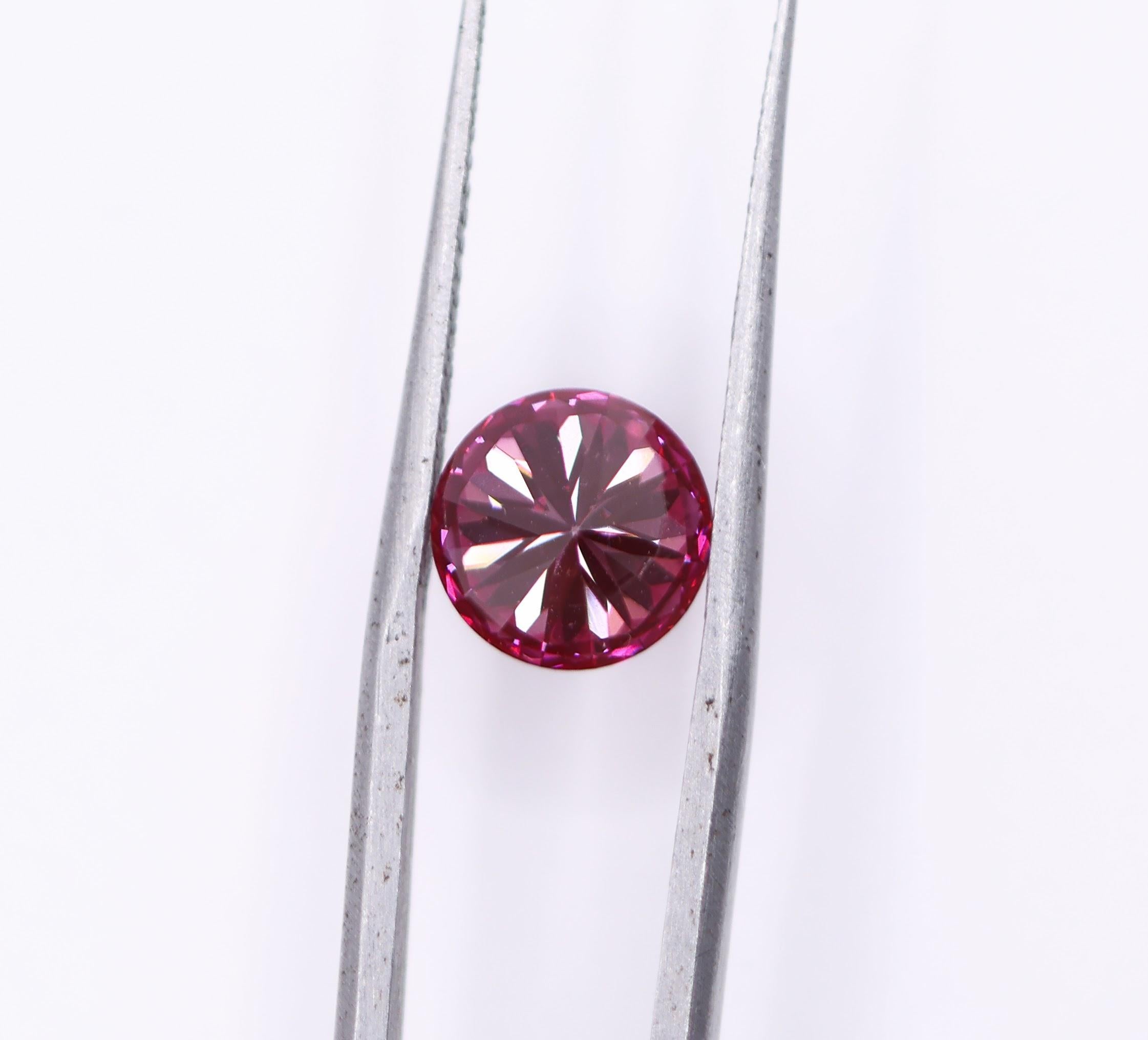 GIA zertifiziert 2 Karat VVS2 Deep Purplish Pink Diamond Erde abgebaut Brillant 8mm (Modernistisch) im Angebot