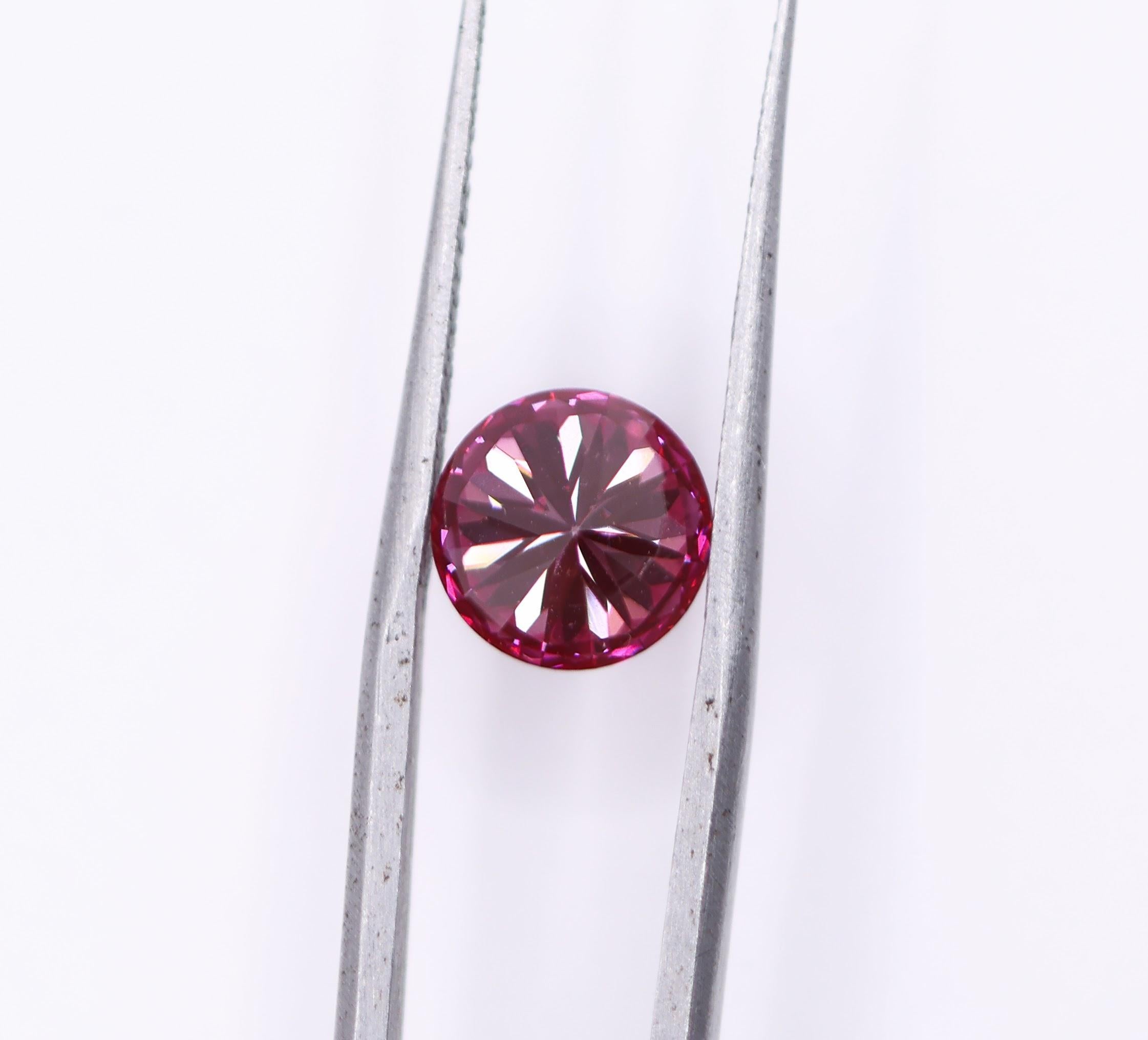 GIA zertifiziert 2 Karat VVS2 Deep Purplish Pink Diamond Erde abgebaut Brillant 8mm (Modernistisch)