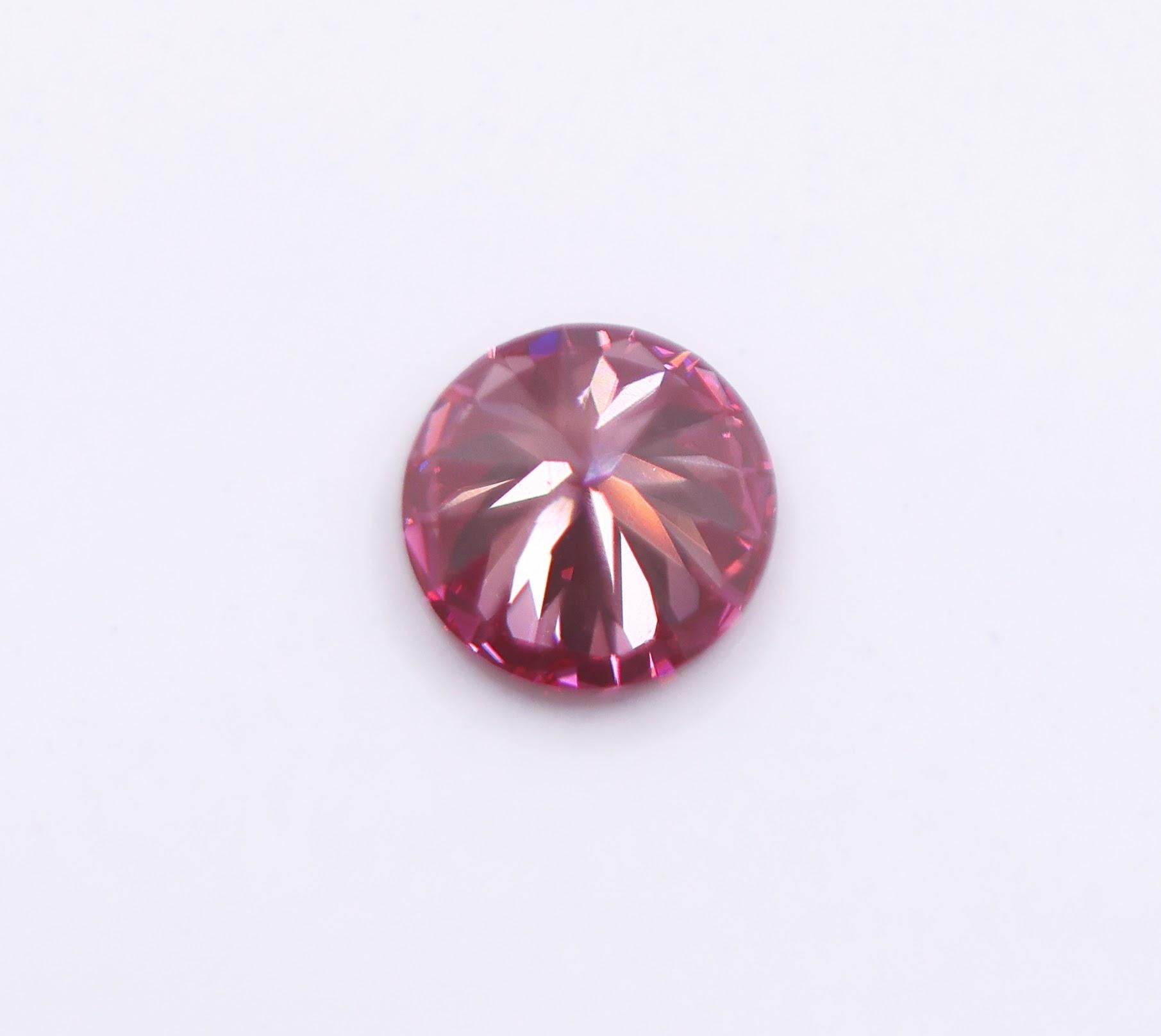 GIA zertifiziert 2 Karat VVS2 Deep Purplish Pink Diamond Erde abgebaut Brillant 8mm für Damen oder Herren im Angebot