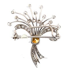 GIA Certified 2 Carat Weight Diamond Floral Pin Brooch in Platinum