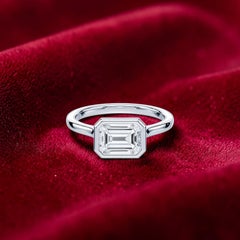 GIA Certified 2 Carats D VVS1 Emerald Diamond East-West Bezel Ring in 18K Gold