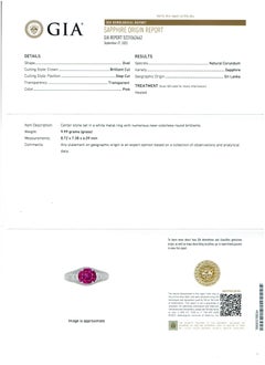 GIA Certified 2 Ct Natural Pink Sapphire & 2 Ct Pave Diamond Ring in Platinum