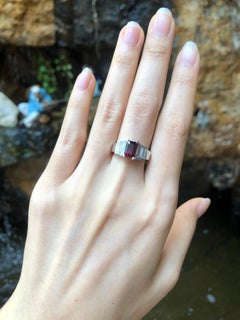 GIA Certified 2 Cts Ruby with Diamond Ring Set in Platinum 950 Settings