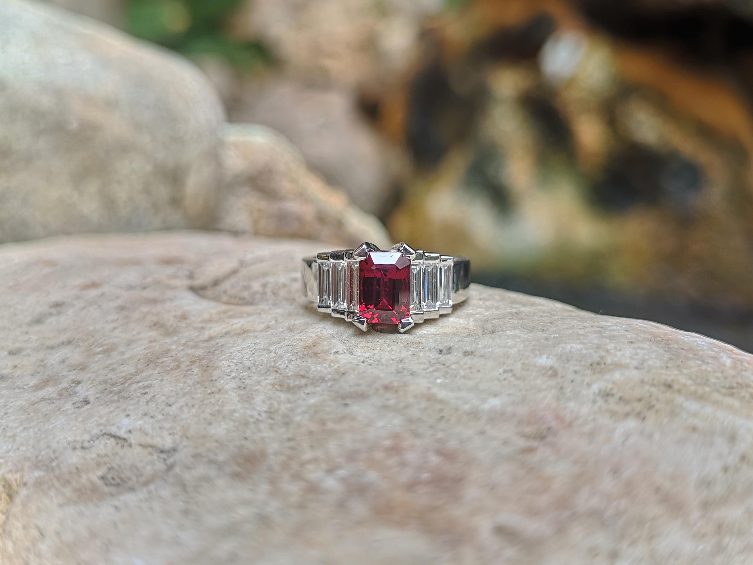 Contemporary GIA Certified 2 Cts Ruby with Diamond Ring Set in Platinum 950 Settings For Sale