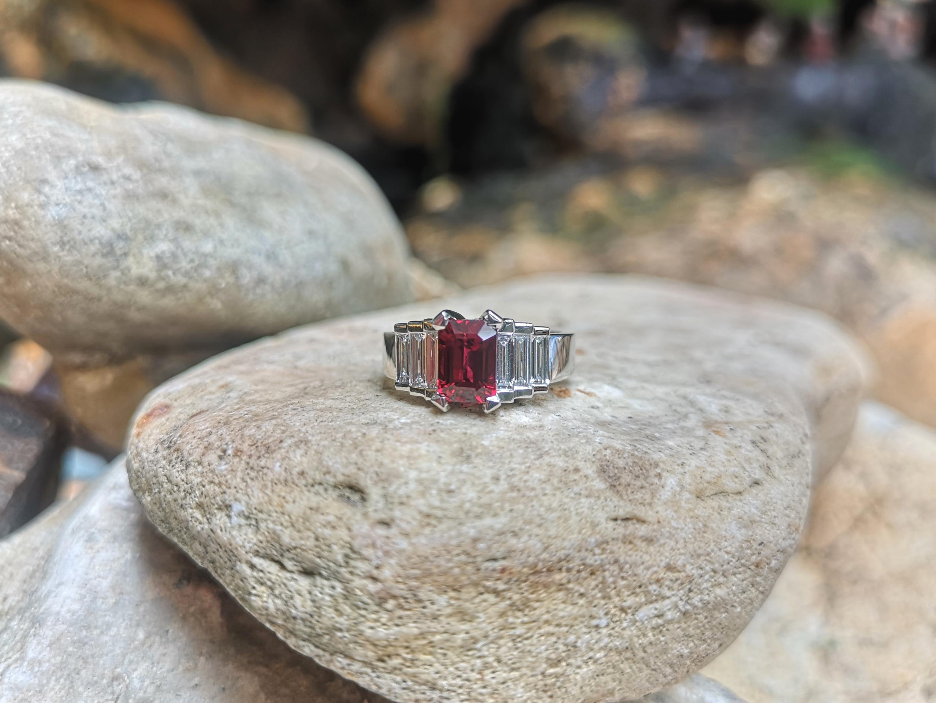 GIA Certified 2 Cts Ruby with Diamond Ring Set in Platinum 950 Settings For Sale 1