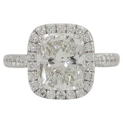 GIA Certified 2 Cushion Cut Diamond Halo Engagement Ring