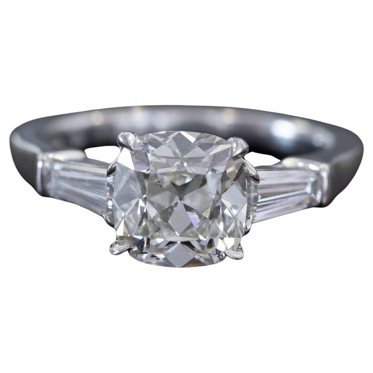Gia Certified 2 Old Mine Cushion Brilliant Cut Diamond Ring For Sale at