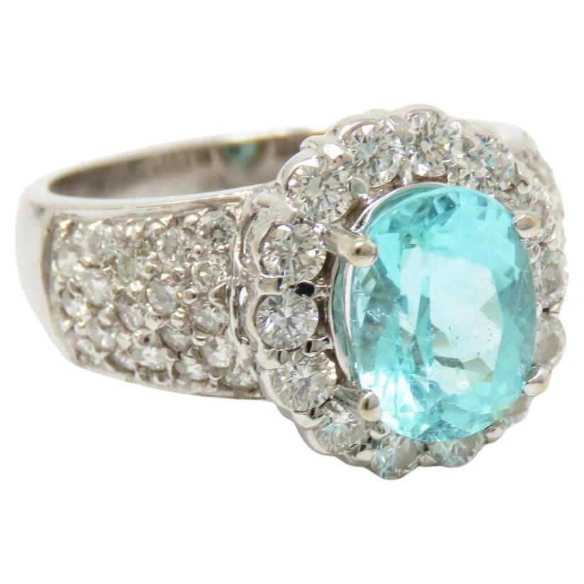 Modern GIA Certified 2 Paraiba Tourmaline Carat Diamond Ring For Sale