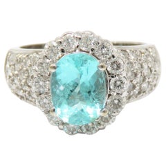 GIA Certified 2 Paraiba Tourmaline Carat Diamond Ring