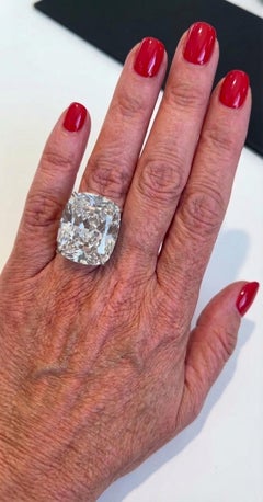 GIA Certified 20 Carat D Color VS1 Cushion Brilliant Diamond Ring