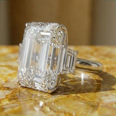 GIA Certified 20 Carat D Flawless Emerald Cut Diamond Ring