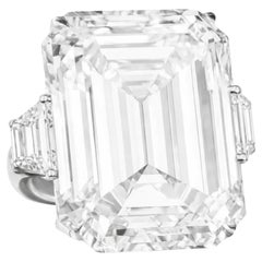 GIA Certified 20 Carat D Flawless Emerald Cut Diamond Ring