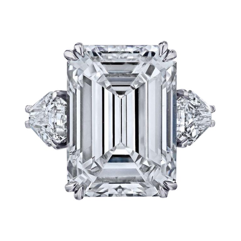 Bague de fiançailles certifiée GIA, 20 carats, diamant taille émeraude