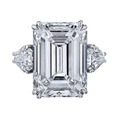 Anillo de compromiso de diamantes talla esmeralda de 20 quilates certificado por el GIA
