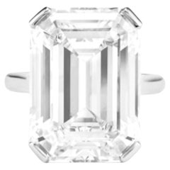 GIA Certified 20 Carat Emerald Cut Diamond Platinum Ring D COLOR