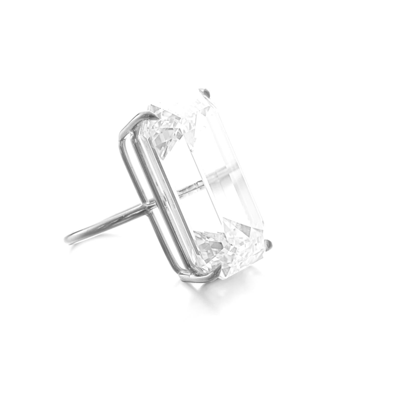 Contemporary GIA Certified 20 Carat Emerald Cut Diamond Platinum Ring For Sale