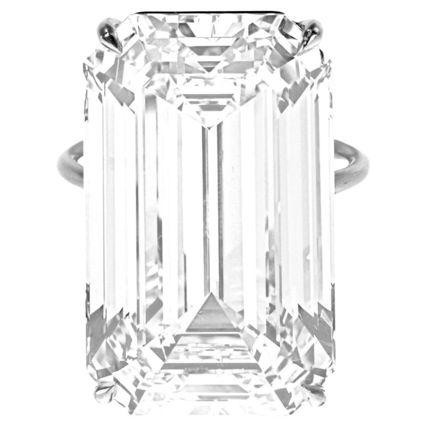 GIA Certified 20 Carat Emerald Cut Diamond Platinum Ring
