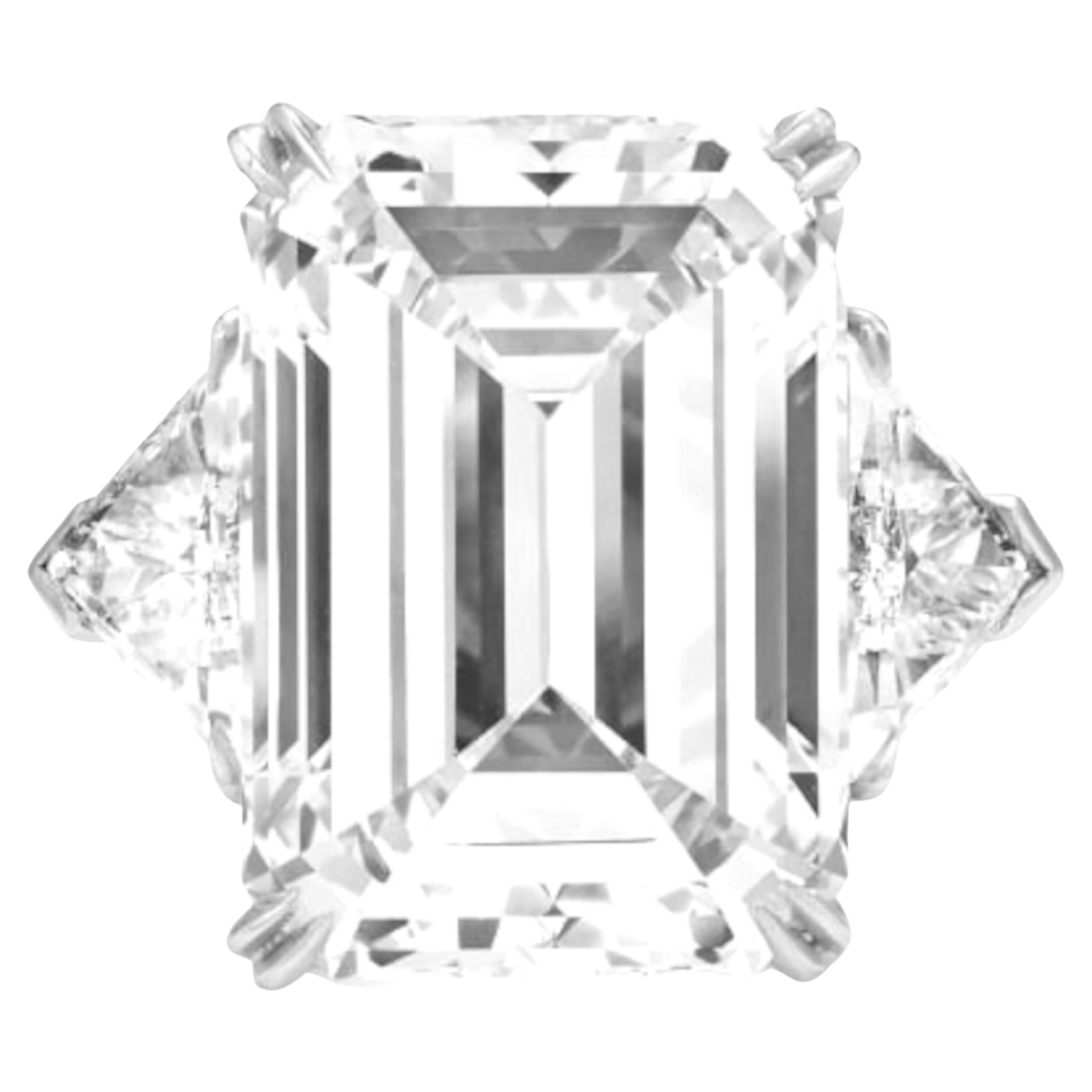 GIA Certified 20 Carat Emerald Cut Diamond Platinum Ring