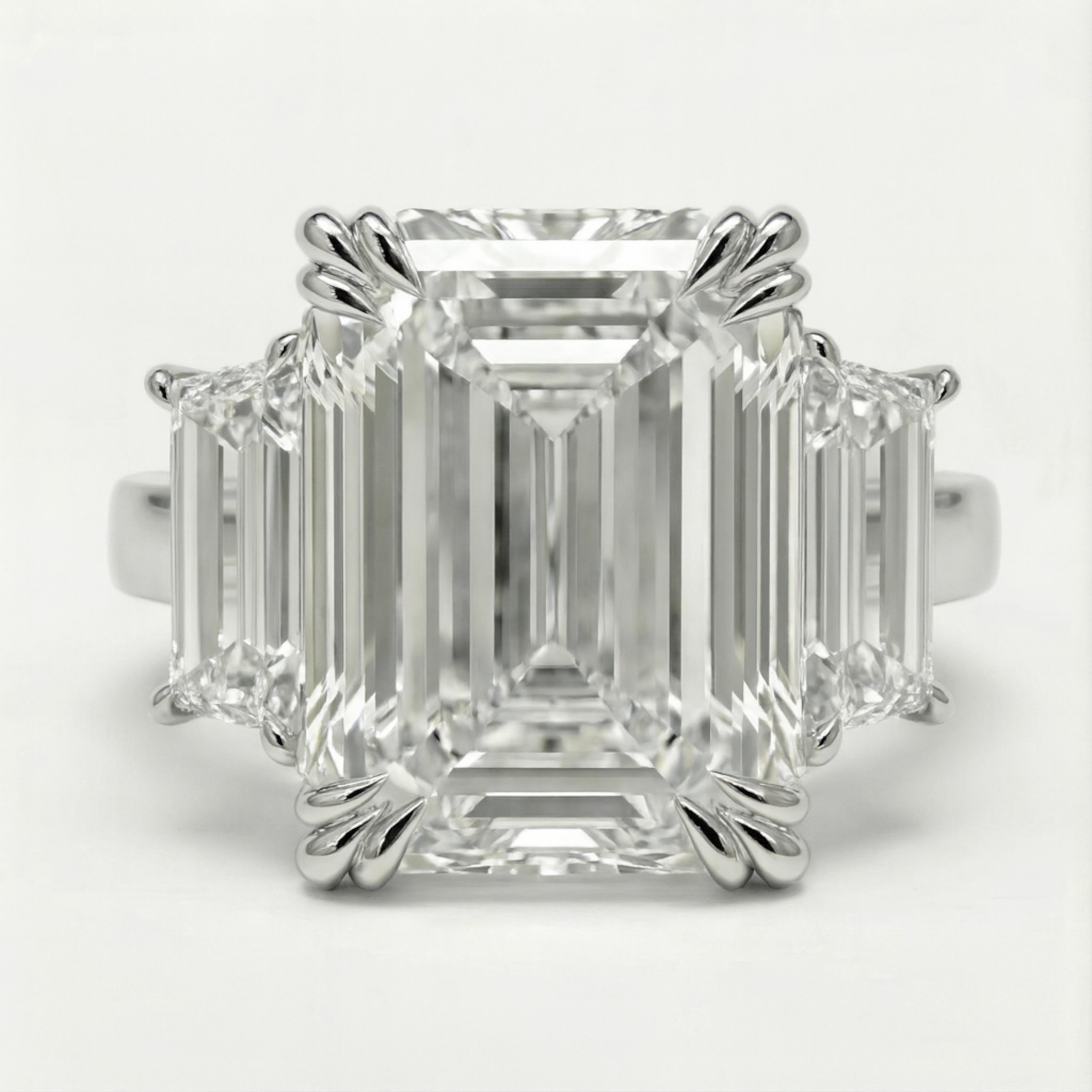 Taglio smeraldo Anello con diamante taglio smeraldo certificato GIA da 20 carati in vendita