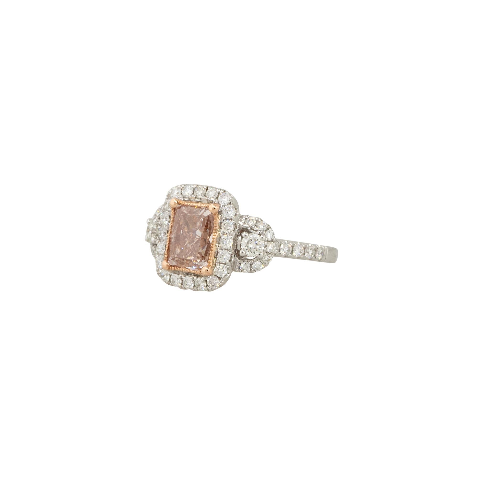 Cushion Cut GIA Certified 2.0 Carat Fancy Brown-Pink Diamond Halo Ring 18 Karat in Stock
