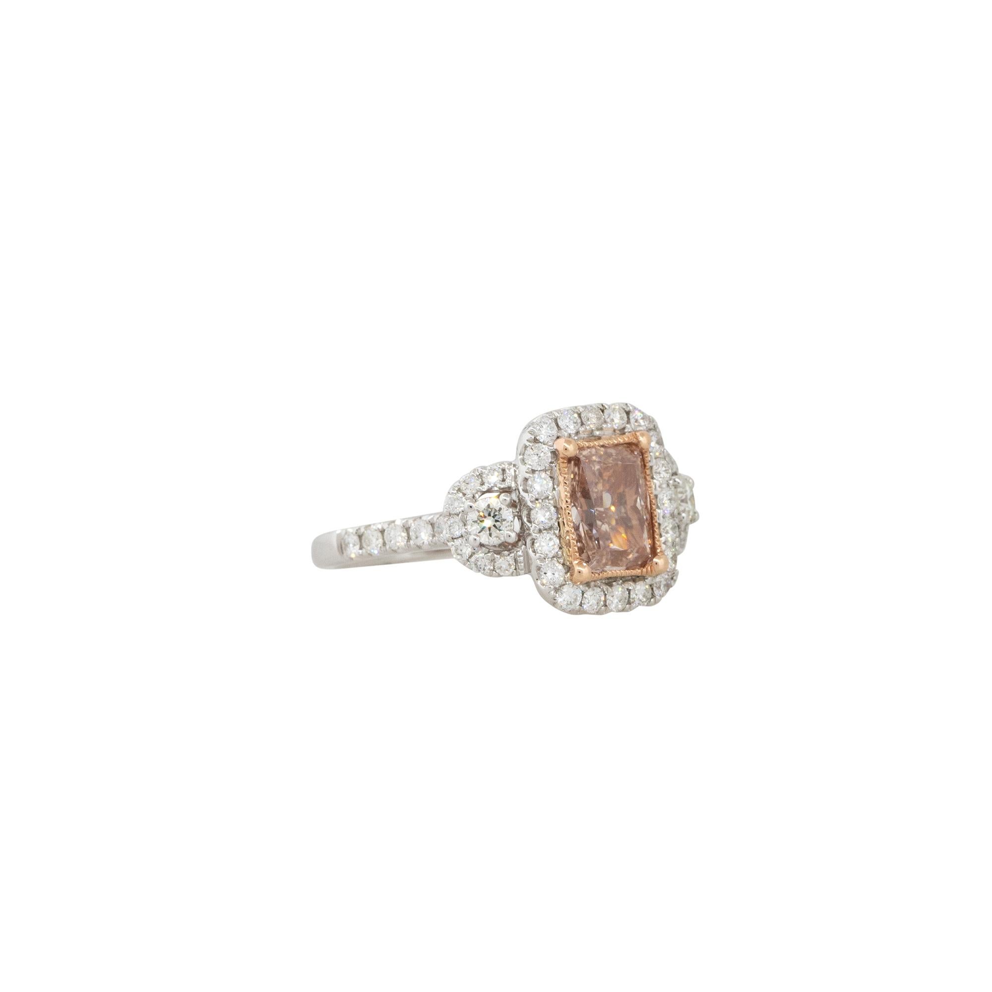 GIA Certified 2.0 Carat Fancy Brown-Pink Diamond Halo Ring 18 Karat in Stock In Excellent Condition In Boca Raton, FL