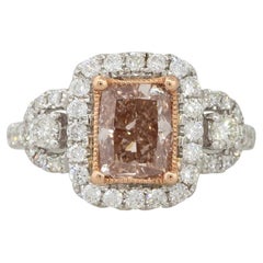 GIA Certified 2.0 Carat Fancy Brown-Pink Diamond Halo Ring 18 Karat in Stock