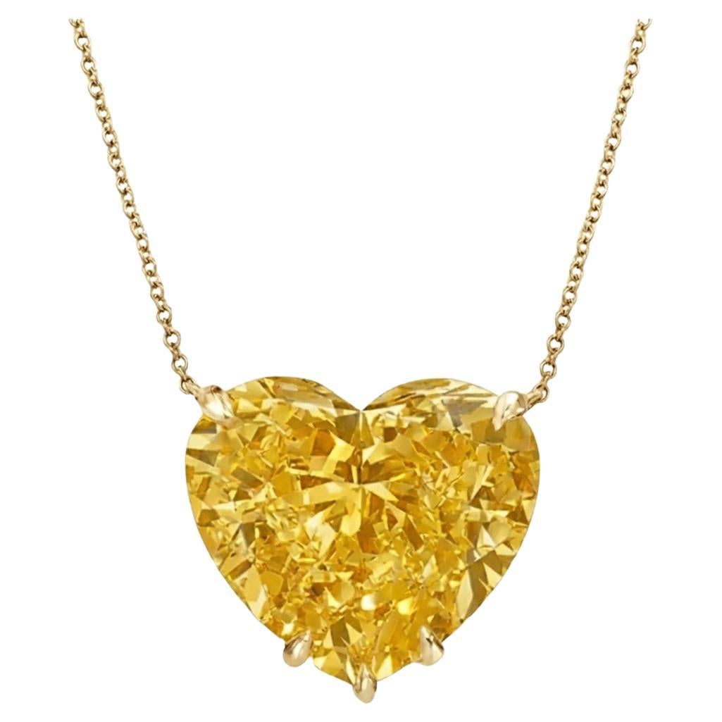 GIA Certified 20 Carat Fancy Yellow Diamond Pendant in 18K Gold