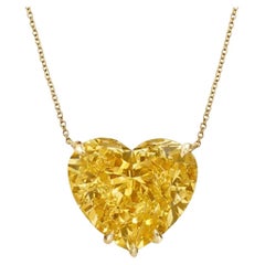 GIA Certified 20 Carat Fancy Yellow Diamond Pendant in 18K Gold
