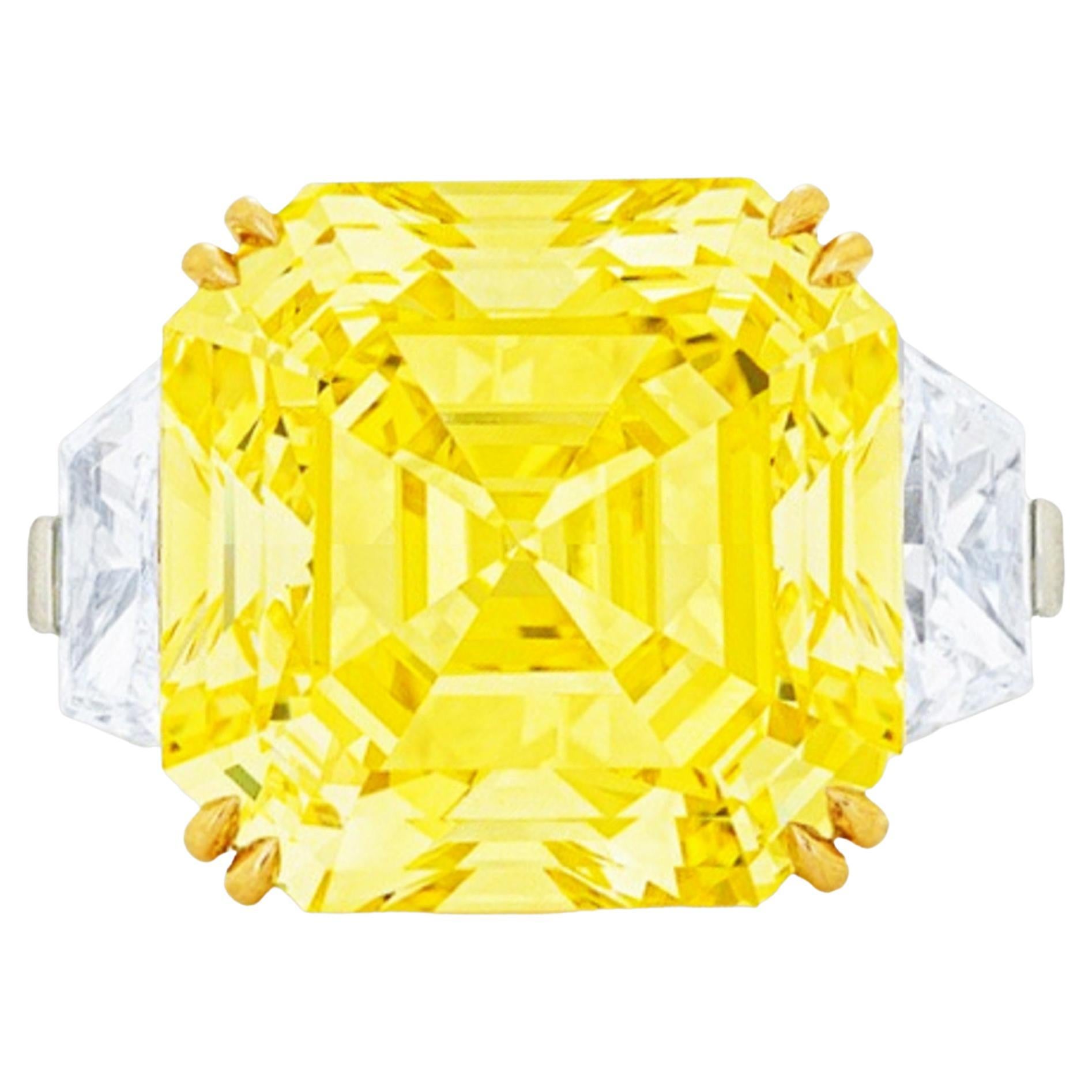 GIA Certified 20 Carat Fancy Yellow Vivid VVS2 Clarity Diamond Ring For Sale at 1stDibs 20