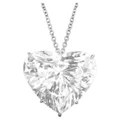 GIA Certified 20 Carat Heart Shape Diamond Pendant Flawless Clarity D Color