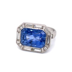 GIA Certified 20 Carat Natural Ceylon Sapphire and Diamond Ring in Platinum