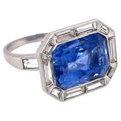 GIA Certified 20 Carat Natural Ceylon Sapphire and Diamond Ring in Platinum