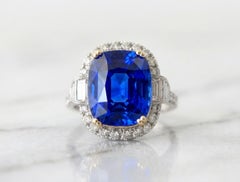 GIA Certified 20 Carat Sri Lanka Blue Sapphire Diamond Ring in 18K Gold