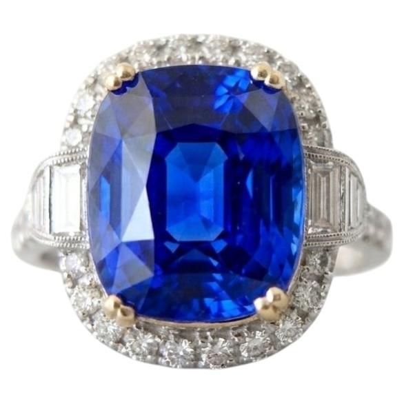 GIA Certified 20 Carat Sri Lanka Blue Sapphire Diamond Ring in 18K Gold