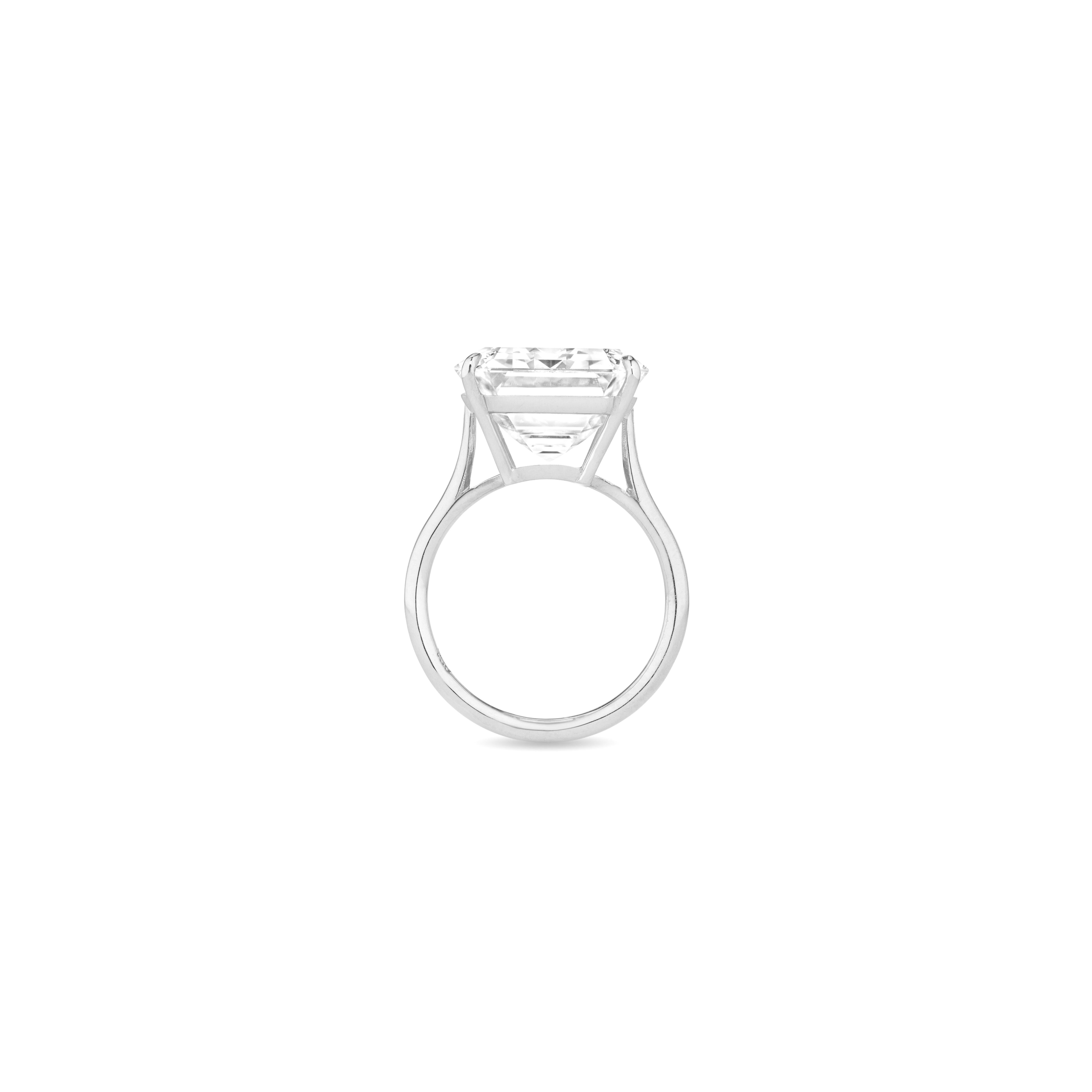 Emerald Cut GIA Certified 20 Carat Type 2A FLAWLESS Clarity D Color Diamond Ring For Sale