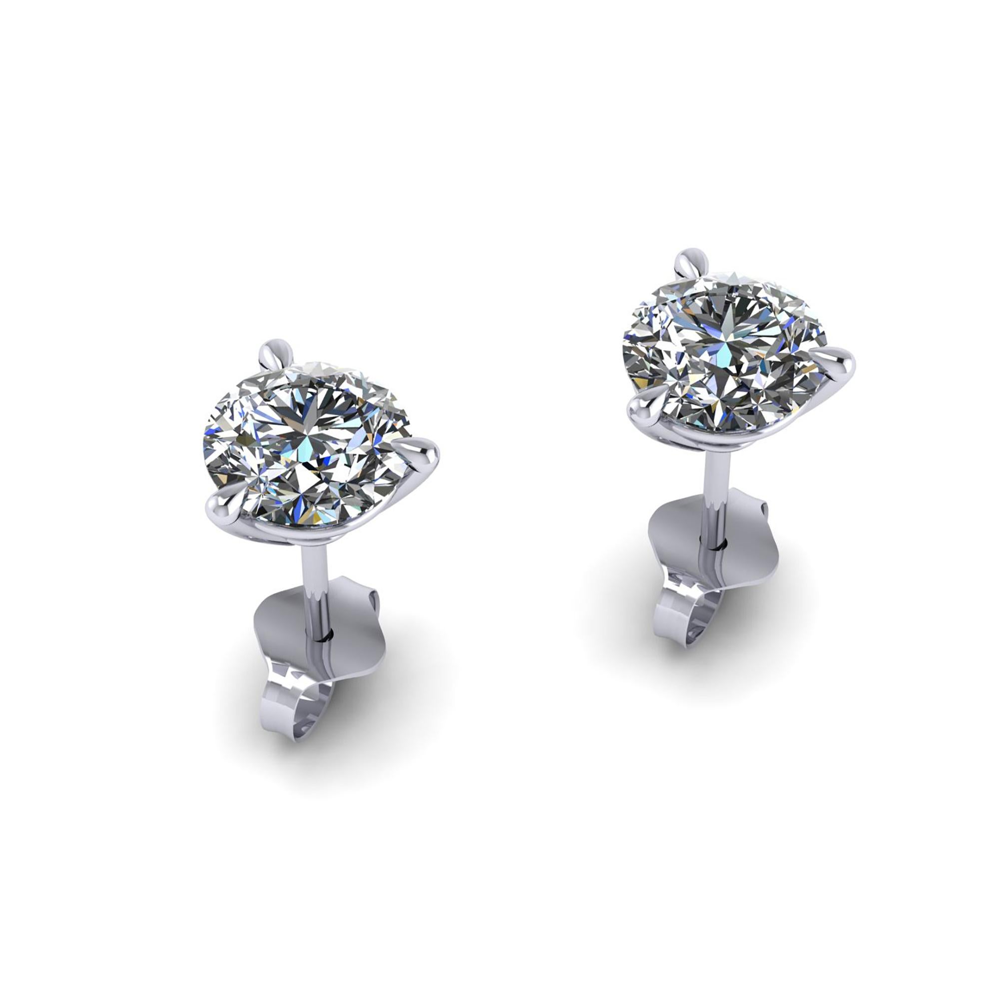 FERRUCCI GIA Certified 2 Carat total, Round Diamonds D color, Flawless, Triple Excellent,  Martini Studs made in Platinum in New York by Italian master jeweler, Low setting style, pret-a-porter, easy to wear, ideal for every woman from office to